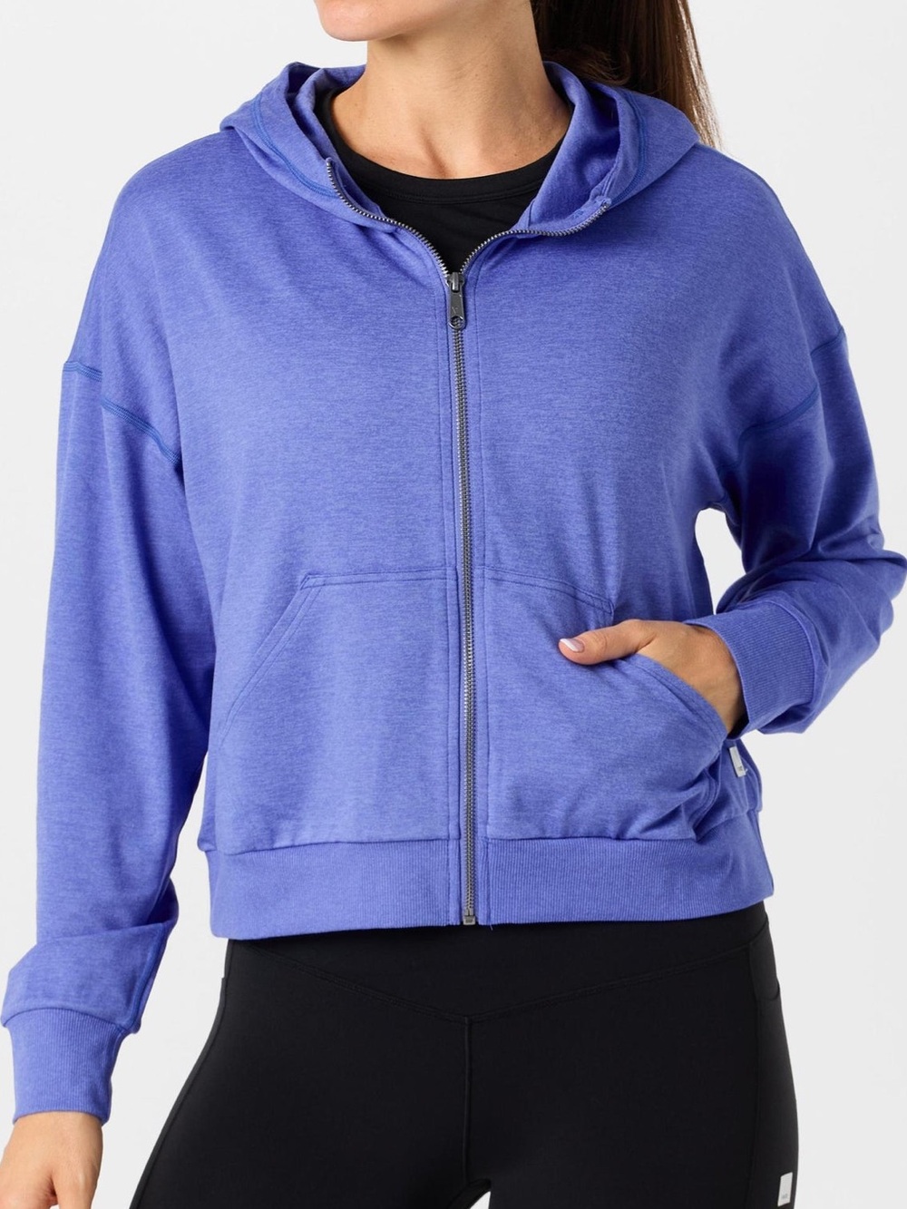 Vuori Halo Modern Full Zip Hoodie in Purple Heather Size Large